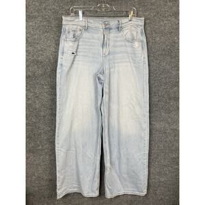 American Eagle Women's Size 12 Low-Rise Skater Jean Wide Leg Blue Denim W34 L30